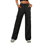 IWD Womens Cargo Pants High Waisted Straight Leg Trousers with 6 Pockets Casual Baggy Pants Trendy Clothes 2026