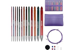Tunisian Crochet Hooks Set Interchangeable with Case - 27pcs Colorful Wood & Metal Combo Afghan Knitting Hook Kit 3.5mm-12mm 