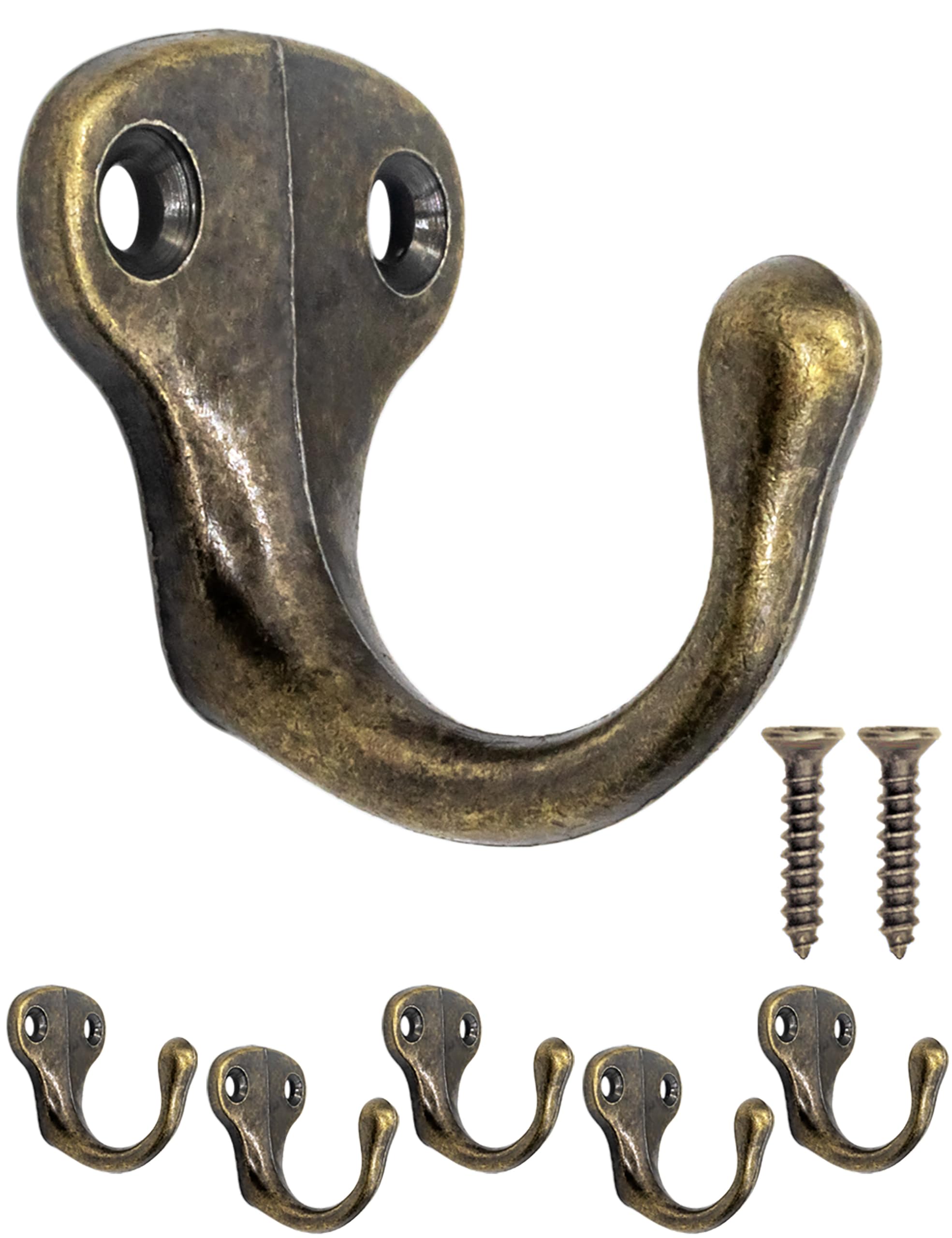 Fuxxer® Antique Hook | Coat Hooks, Towel Hook Coat Hooks | Cast Iron Brass Bronze Design | Vintage Cottage Retro | Set of 4