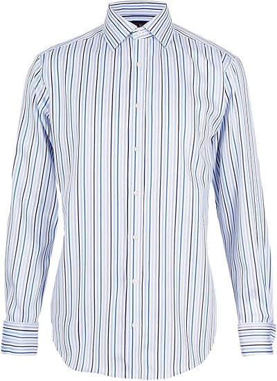 Marks and Spencer Mens Pure Cotton Non-Iron Long Sleeve Striped Shirt by M&S (14/12 inch Chest 