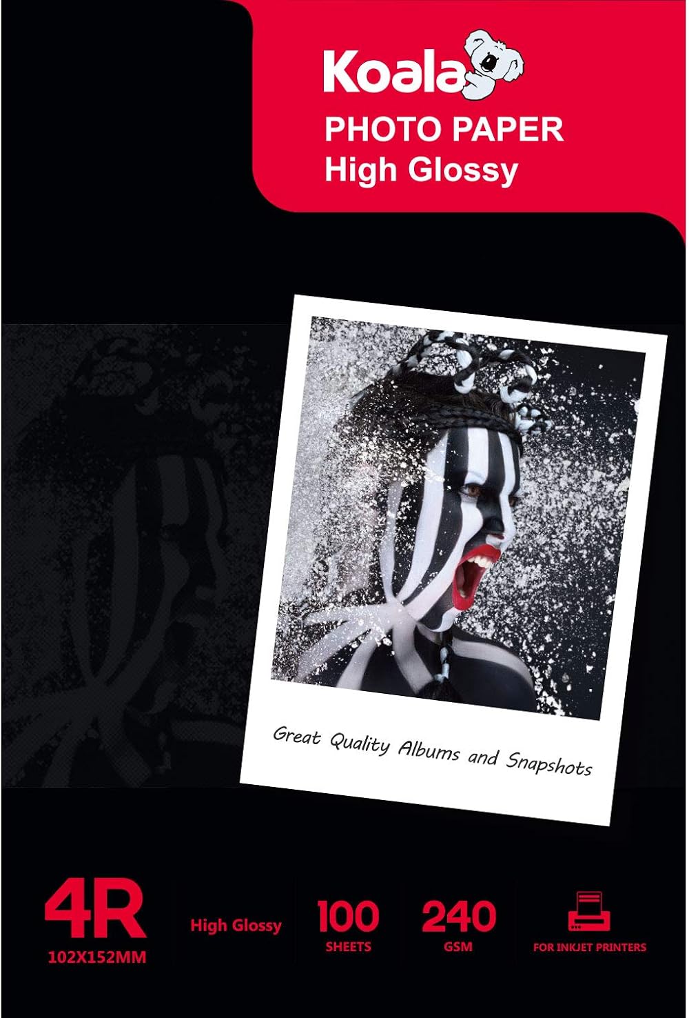 Koala Inkjet Photo Paper 6x4 Glossy 100 Sheets 240GSM 102x152mm
