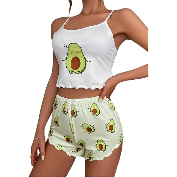 GORGLITTER Women's 2 Piece Summer Cute Outfits Cherry Letter Print Bow Cami Top Ruched Bloomers Shorts Set Red And White X-Small