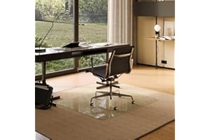Modern Chair Mat Co. Office Desk Glass Chair Mat - Ultra-Clear Tempered Glass - Easy Glide - Protects Carpet and Hardwood Floors - 36" x 42" Tapered Edge