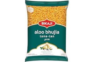 Bikaji Tana-Tan Aloo Bhujia Sev 7.05 oz (200g) | Indian Namkeen Fried Potato Noodles for Bar Snack| Spicy & Crunchy Indian Namkeen Bhujia Sev for Party Mix | Authentic aaloo Bhujia Sev for Tea-Time