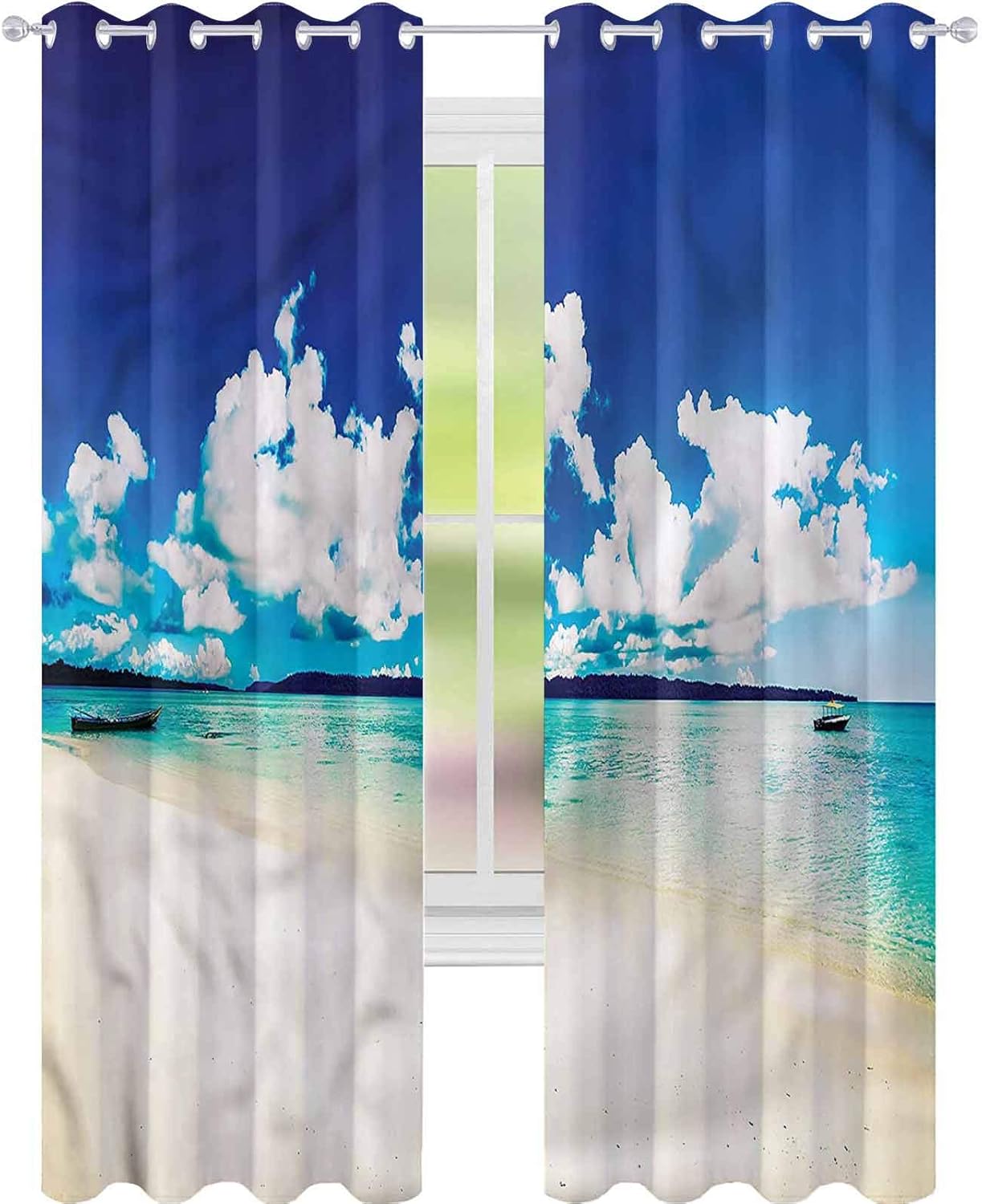 YUAZHOQI Room Darkening Blackout Curtains Beach Exotic Ocean Tropic