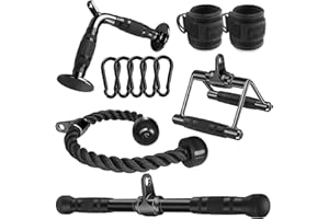 WNOEY Solid Steel Cable Machine Accessories for Home Gym, Triceps Pull Down Attachment, Cable Attachments for Gym, LAT Pull Down Attachment Weight Fitness
