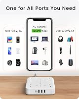 LENCENT 8-in-1 Extension Lead 4 Outlets USB-C 3 USB 1.8m Braided Cord view 4