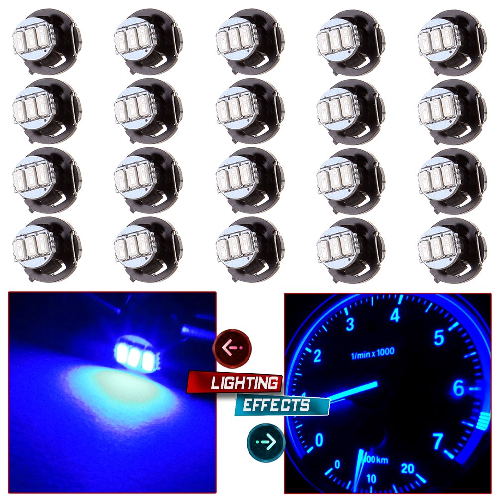 cciyu 20 Pack Blue T4/T4.2 Neo Wedge 3LED Climate Control Light Bulbs Replacement fit for 1996-1999 Dodge Caravan 1998-2001 Acura Integra 2004-2011 Chevrolet Colorado