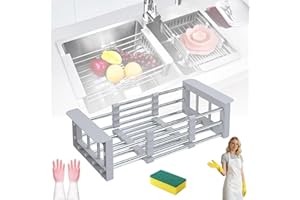 Extend Kitchen Sink Drain Basket, 2026 New Stainless Steel Retractable Sink Rack, Over Sinks Dish Rack, Portable Multi-Functi