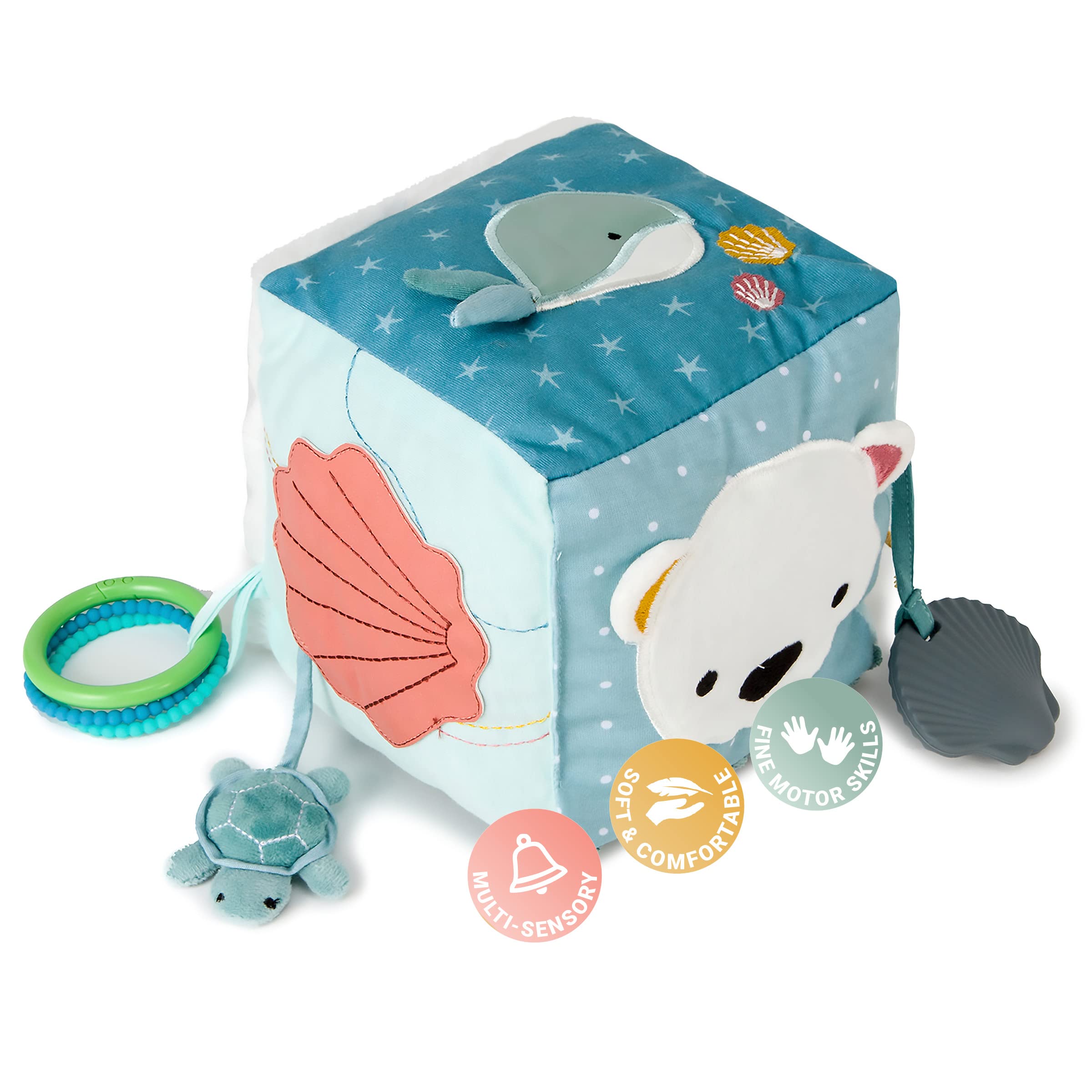 Little Big Friends Soft Activity Cube | Developmental Toy| Encourages Hand-Eye Coordination and Motor Skills | Ocean