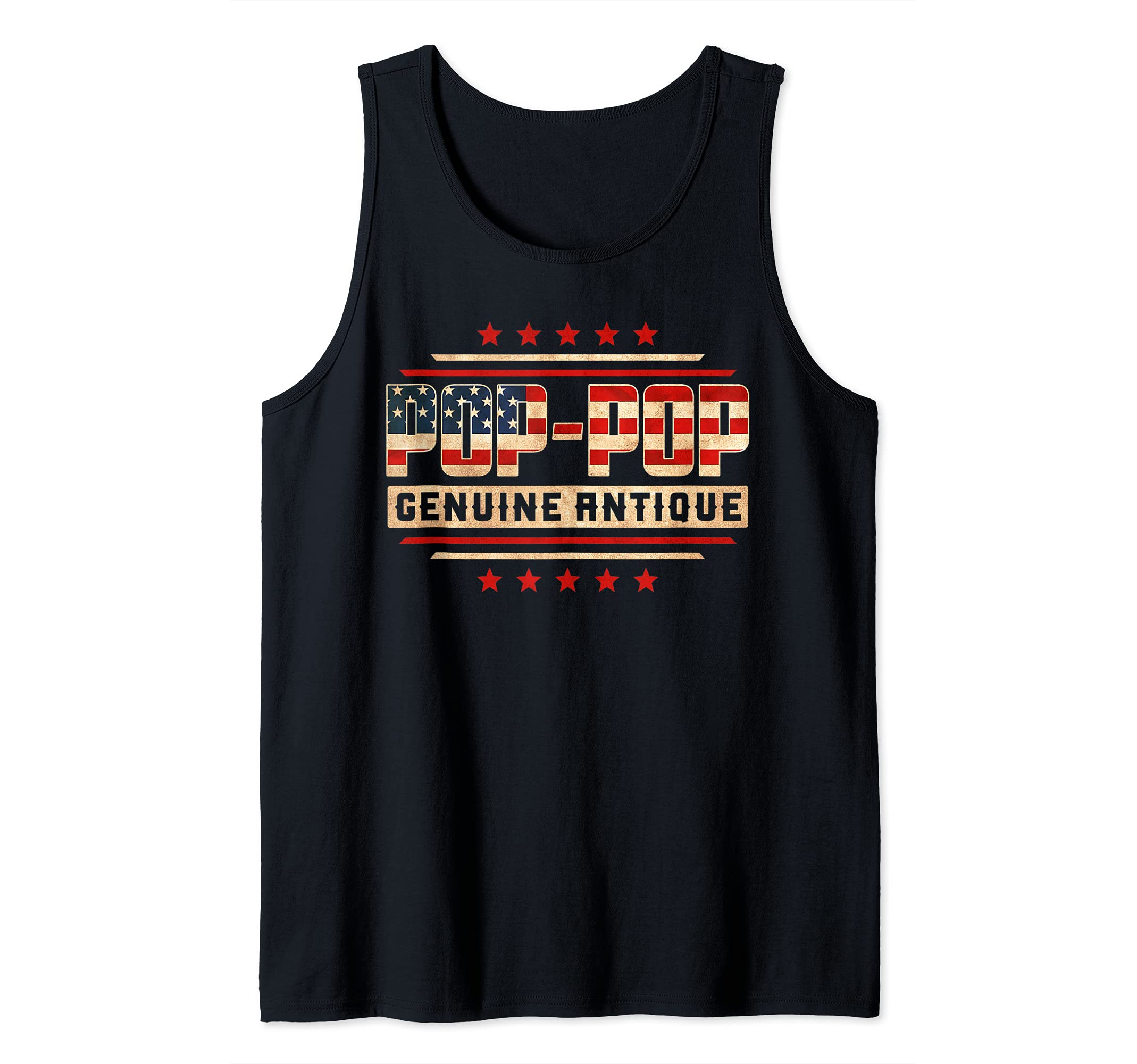 Pop-Pop Genuine Antique Gift Father's Day American Flag Tank Top