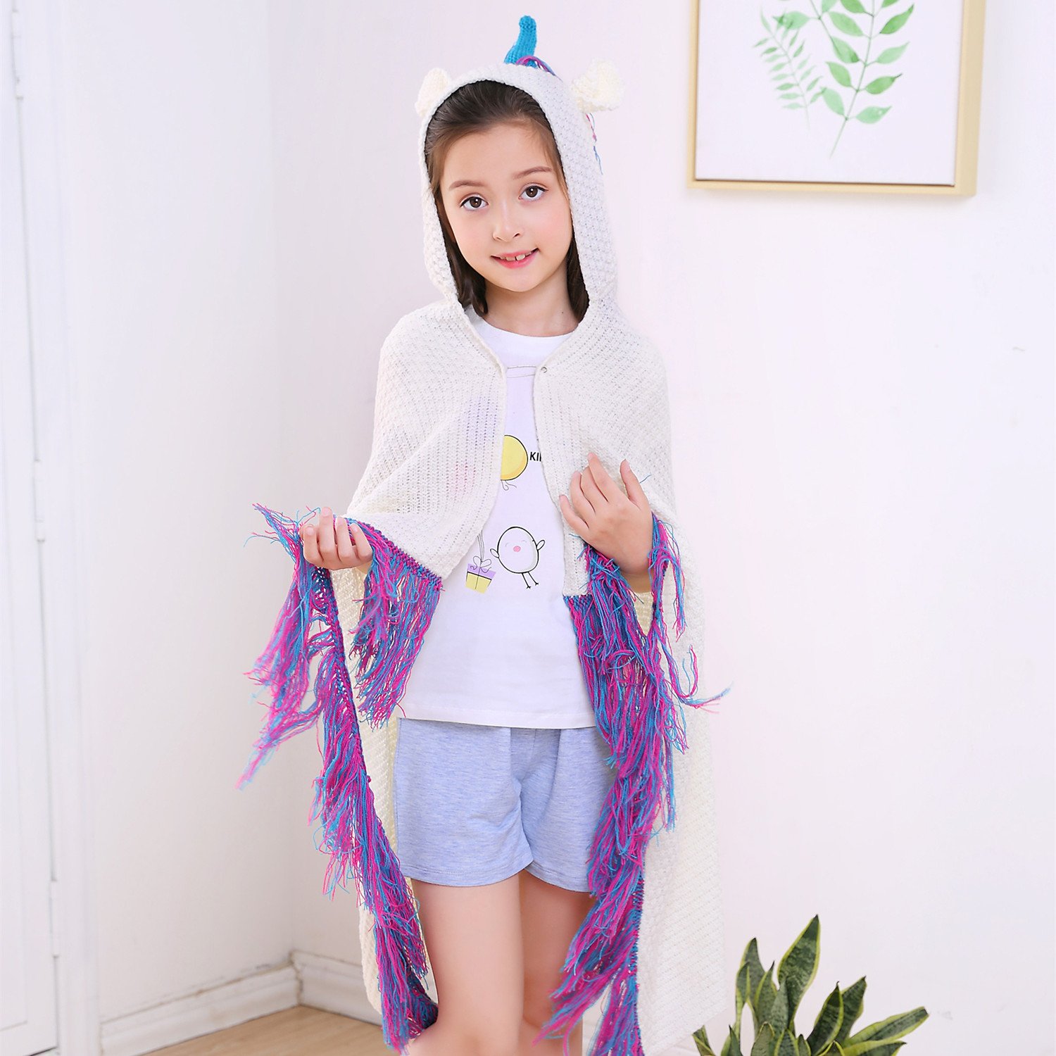 DDMY Unicorn Blanket Handmade Crochet Knitting Blankets For Kids Teens Adult, Soft Seasons Sleeping Blanket, Magic Hooded Cloak, Toddlers Knitted Hoodie