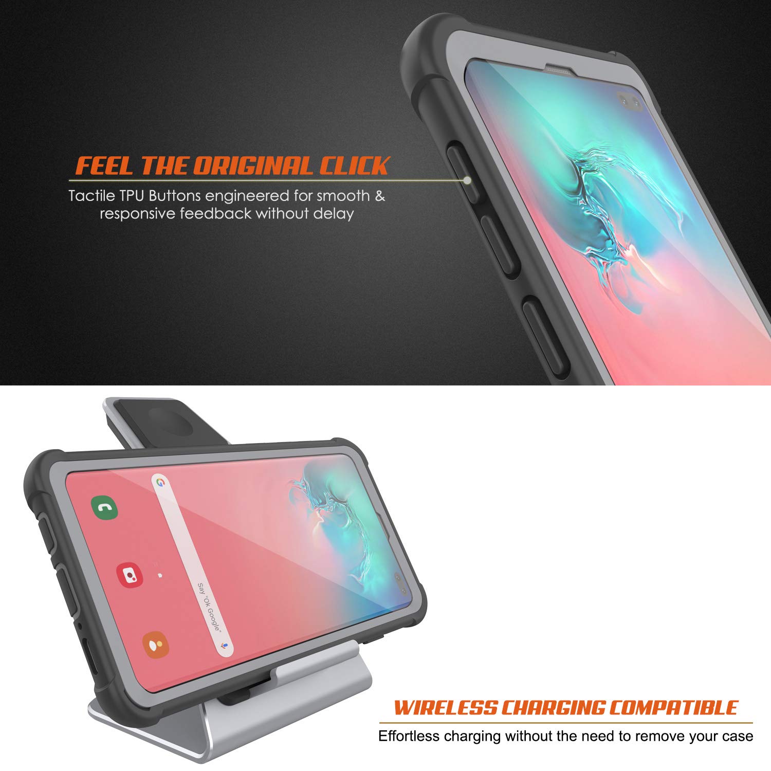 PunkCase Galaxy S10 Plus Case, [Spartan Series] Clear Rugged Heavy Duty Cover W/Built in Screen Protector | Ultra Slim 360 Full Body Protection Compatible W/Samsung Galaxy S10 Plus [Black]