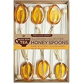 Melville Candy Honey Spoon Gift Set – Spoons & Lollipops on Wooden Ball Sticks – Gluten-Free, Made in USA Stirrers for Tea, Coffee, & Hot Beverages - Individually Wrapped (6-count, Clover Honey)