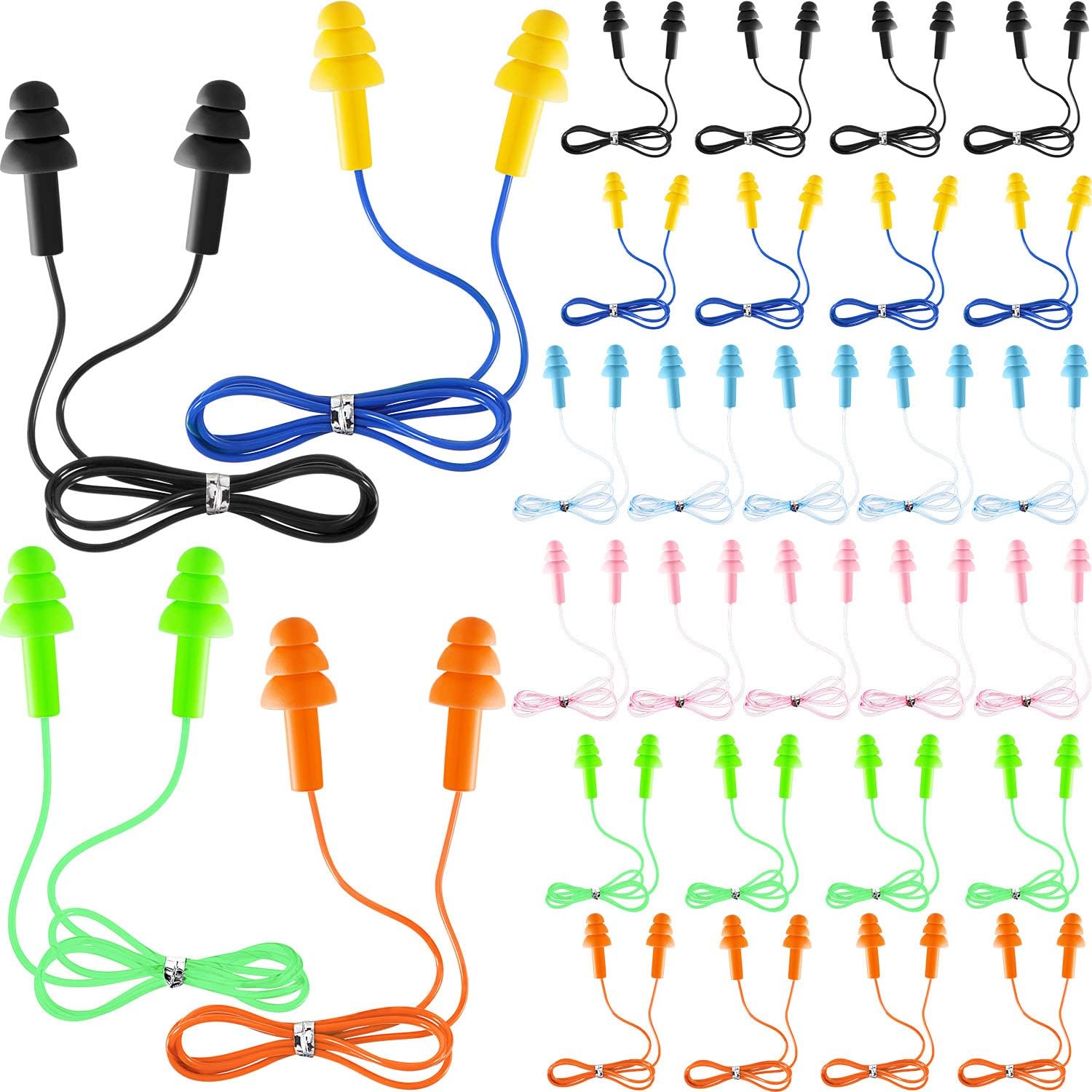 30 Pairs or 60 Pairs Corded Ear Plugs Silicone Waterproof Ear Plugs with Cords for Sleeping Snoring Swimming Shooting, Reusable Ear Plugs Noise Cancelling and Hearing Protection (30): Health & Personal Care
