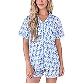 HMPEAIIY Women Y2k Pajamas Set Cute Preppy 2PCS Button Down Holiday Monkey Shorts Summer Outfit Beach Vacation Loungewear Pjs