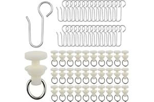 AYLIFU-30pcs Stainless Steel Curtain Track Hook and 30pcs Curtain Track Glider Rail Hook Roller Used for Most Types of Curtains