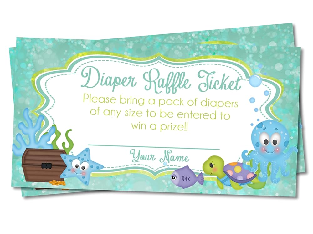 Handmade Products Boys Under The Sea Baby Shower Diaper Raffle Tickets Sea Creatures Baby Shower Supplies Blue Under The Sea Baby Shower Raffle Game Set Of 50 Decorations