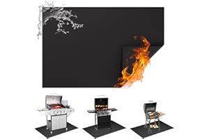 60x40 inches Outdoor Fire Pits Mat, Fireplace Floor Mat, Heat Resistant 4200°F, 6 Layers Deck Patio Protect pad, Tamfile Under Grill Mat Perfect for Grass Outdoor Wood Fire Pit and BBQ Smoker, Black