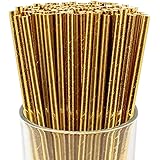 Just Artifacts 100pcs 5-Inch Mini Cocktail Paper Straws (Solid, Gold)