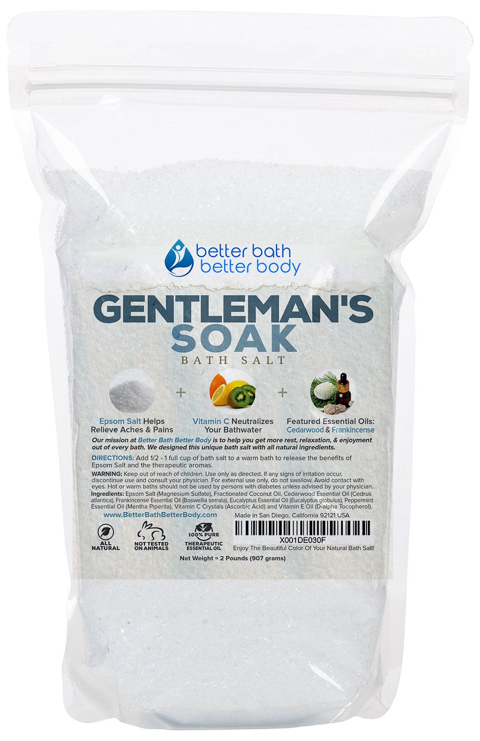 Zen For Men Foaming Bath Salts 2 lb. Luxury Gift Bag by