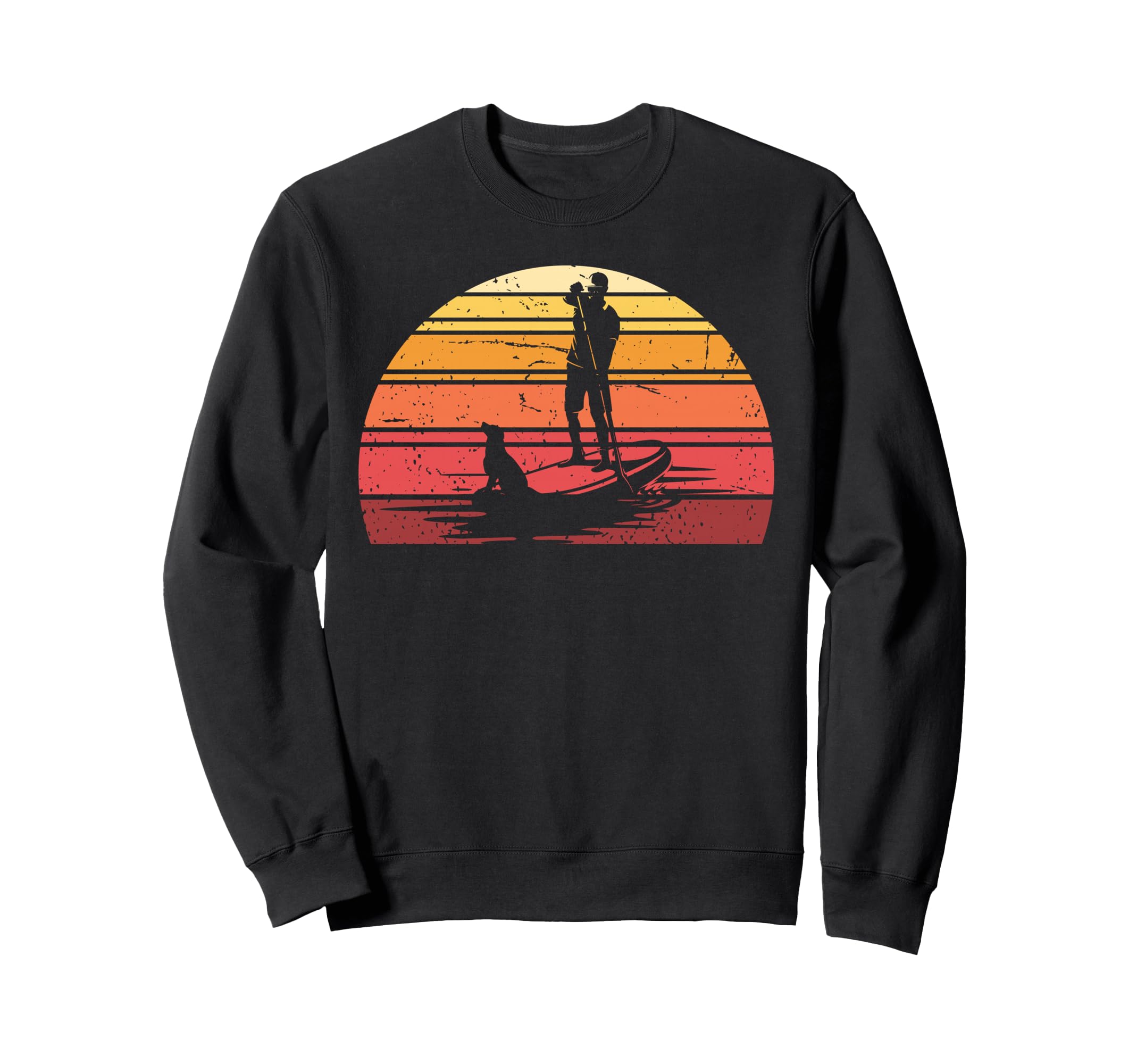 Animal Pet Dog Paddleboarder Stand Up Paddling Retro SUP Sweatshirt