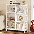 FATORRI 6 Cube Storage Organizer Shelf, Wood and Metal Cubby Bookcase, Modern Cube Bookshelf (White Oak)