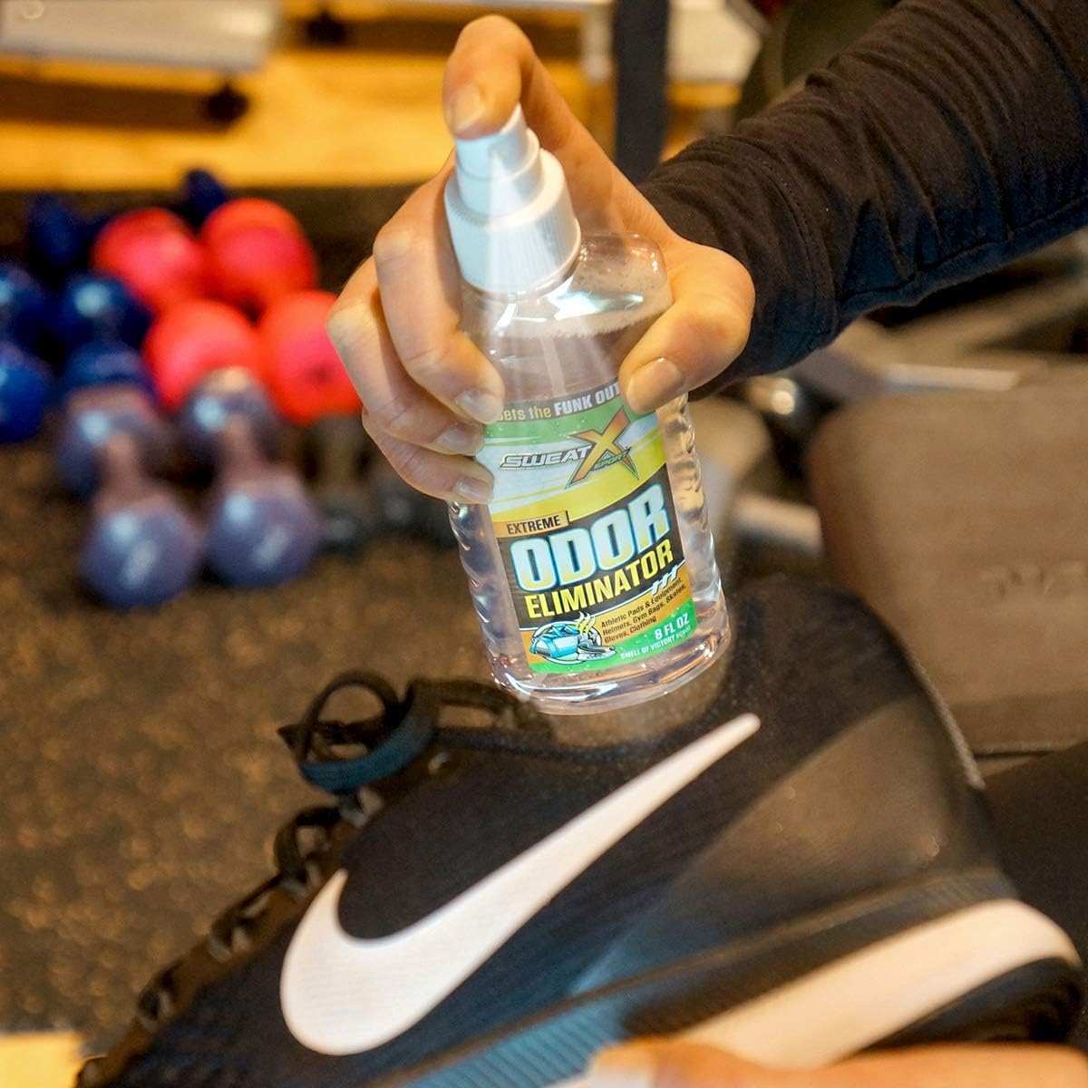 Sweat X Sport Extreme Odor Spray, Multipurpose Deodorizer for Stinky Shoes, Sports Equipment and All Odors, 8 Ounce Concentrated Formula, No Washing Required: Home & Kitchen