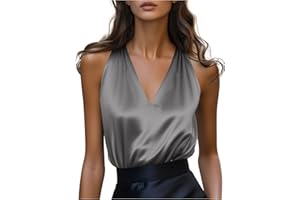 Womens Dressy Casual Tank Tops V Neck Silk Satin Camisole Sleeveless Blouses Business Work Tunic Shirt
