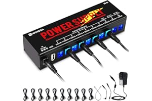Vangoa Guitar Pedal Power Supply 10 Truly Isolated Outputs, Portable Pedal Board Power Supply with USB for 9V/12V/18V Effect 
