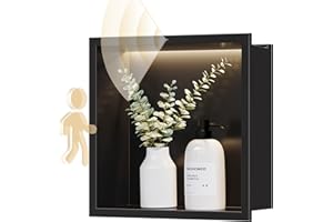 Neohomee 12x12 Non-dimmable LED Light Strip Niche, Warm White 3000K, Smart Body Sensor Wall, Stainless Steel Shower, NO Tile Needed Recessed Storage Organizer