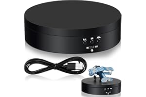 Hicarer Rotating Display Stand 360 Degree Motorized Rotating Turntable Display Stand with USB Power Cable for Photography Products and Shows, Black (PVC)