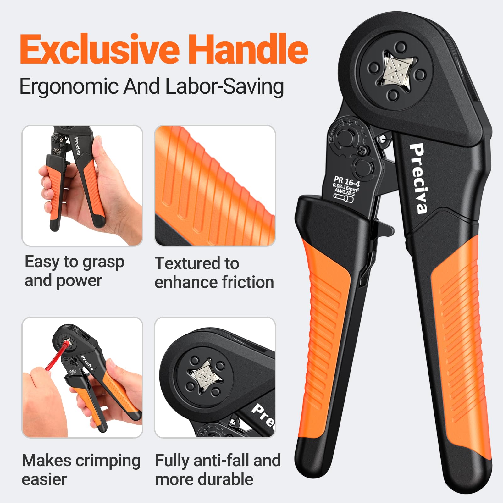 Crimpzangen Aderendhülsen Set, Preciva Crimpzange 0,08-16mm² Aderendhülsenzange mit 350 Twin und 950 Einzeilige Aderendhülsen Set für Heimwerker und industrieller Bedarf Presszange 16mm2 6