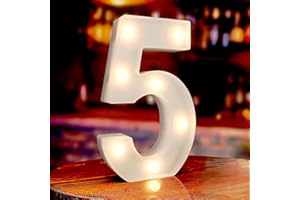 ISTHKUBW Marquee Numbers, Light Up Numbers for Party, Lighted Number 5, Battery Powered Led Birthday Number, Light Up Sign for Birthday Party Gradutaion New Year Anniversary Baby Shower Bedroom Wall Decor