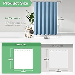 Dynamene Long Fabric Shower Curtain - 78 inch Long