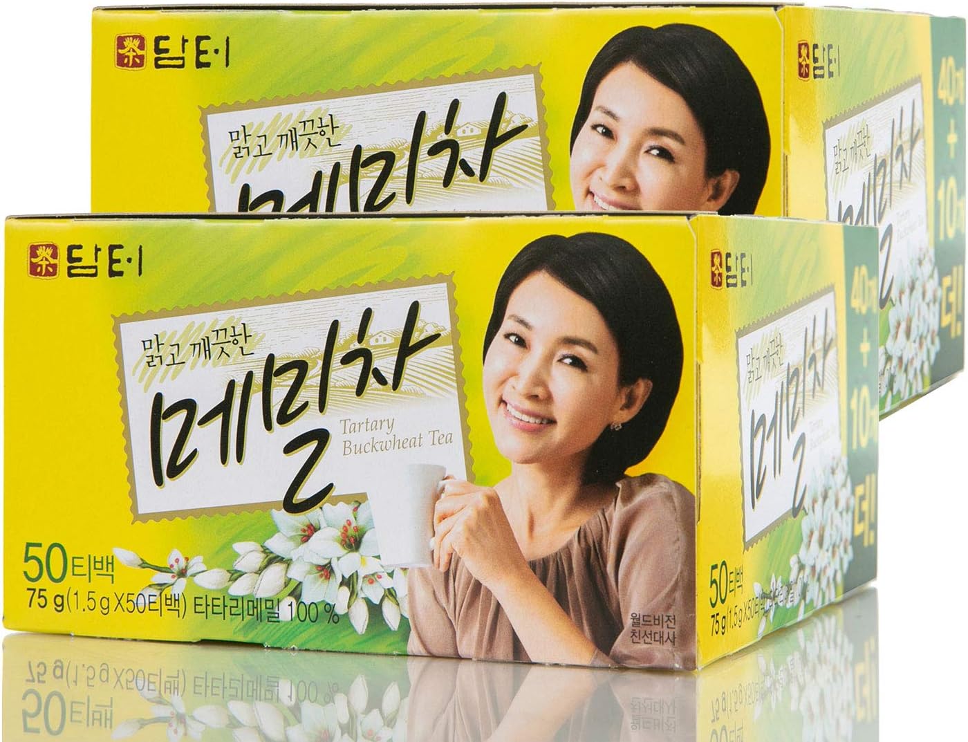 Damtuh Korean Traditional Roasted Tartary Buckwheat Herbal Tea Soba Cha Pure Premium 1.5g x 50 Teabags x 2 Boxes