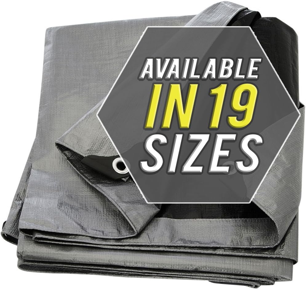 Tarp Cover Silver/Black Heavy Duty Thick Material, Waterproof, Great for Tarpaulin Canopy Tent, Boat, RV or Pool Cover!!! - - 