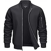 CRYSULLY Mens Lightweight Bomber Jackets Full Zip Up Casual Golf Windbreaker Fashion Stylish Coat with Pocket