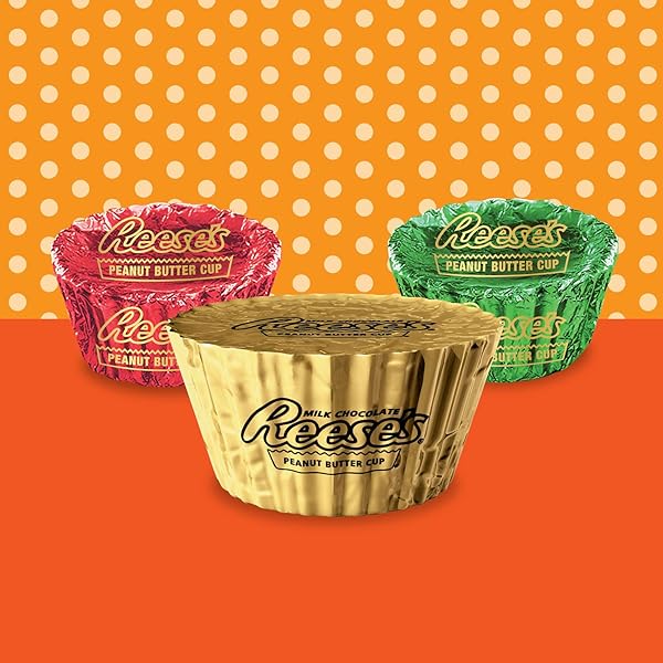 REESE’S MINIATURES MILK CHOCOLATE PEANUT BUTTER CUPS, CHRISTMAS CANDY PLASTIC CANE, 2.17 OZ