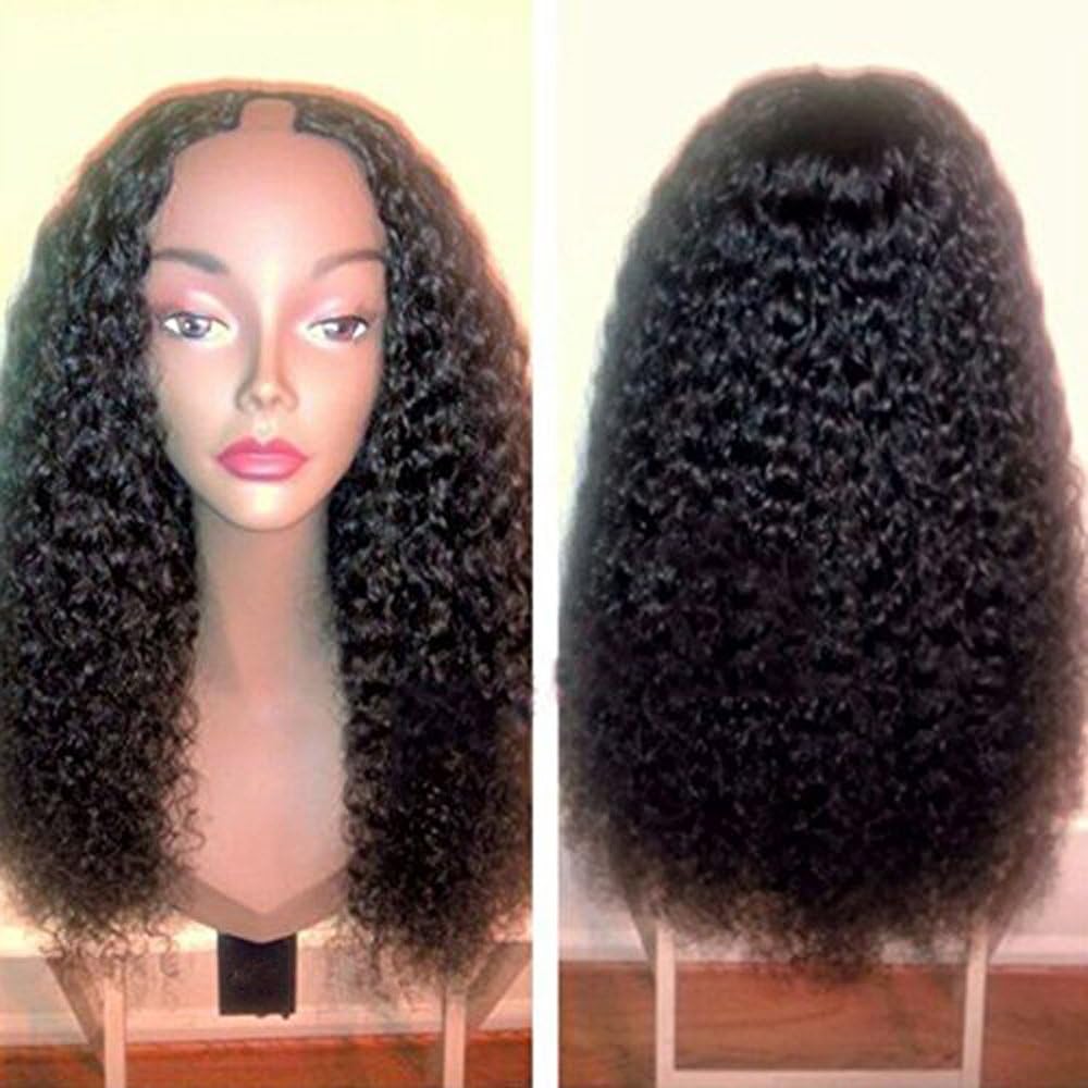 Unprocessed Kinky Curly U Part Brazilian Human Hair Wig 10-24 inch 130% Density Natural Color Can Be Dyed for Black Women