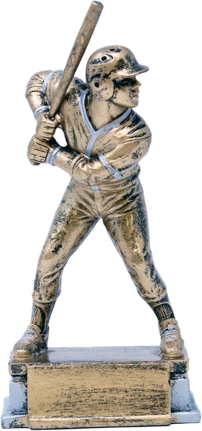 Decade Awards Baseball at Bat Sport Series Trophy, Gold - Male Batter Award - 7.5 Inch Tall - Customize Now