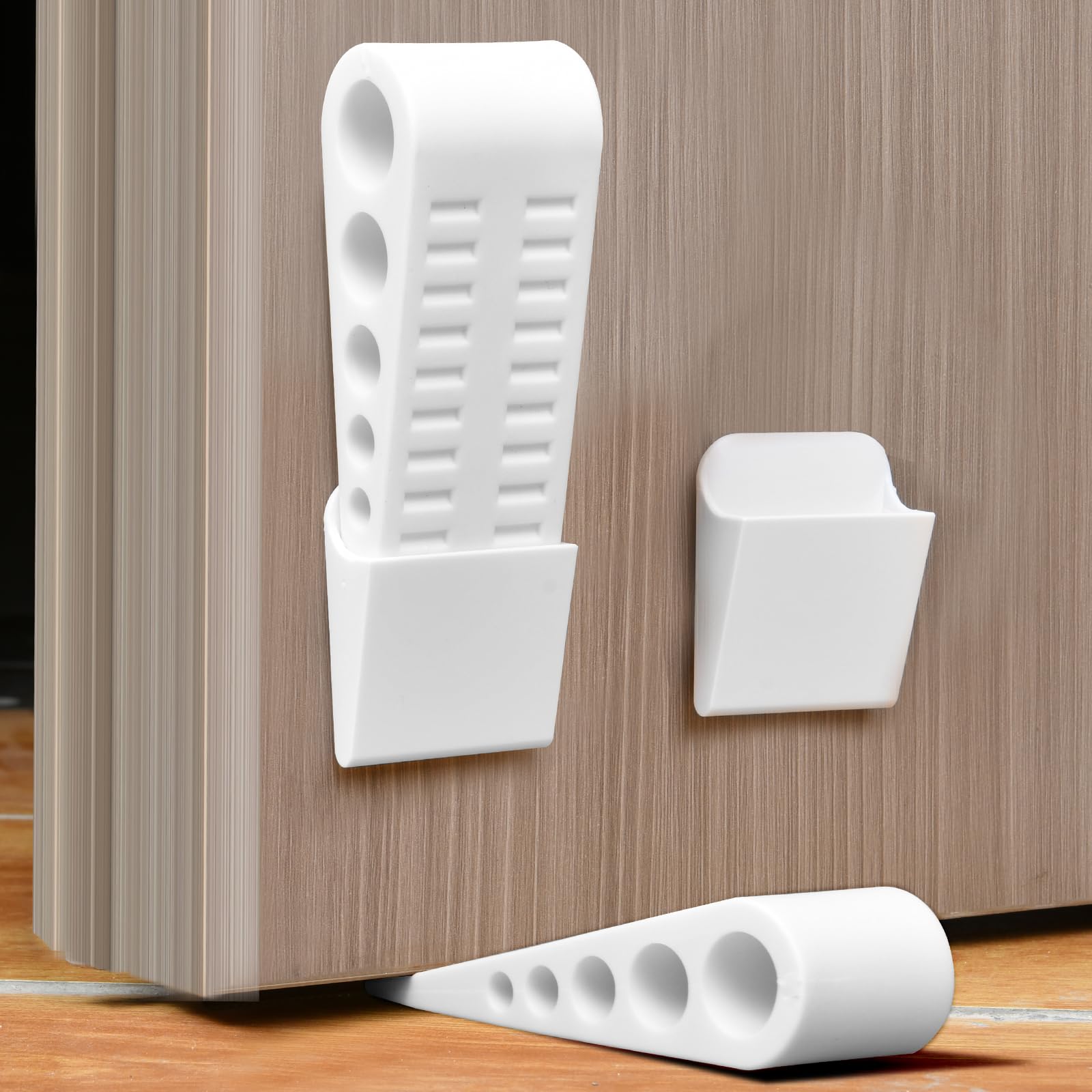 HOTUT Pack of 2 Door Stop, Door Stoppers for Floor, Anti-Skid Durable Rubber Door Stops Indoors, Heavy Duty Door Stop Wedge, Rubber Doorstop Wedge Ideal for All Types of Surfaces, White Door Wedges