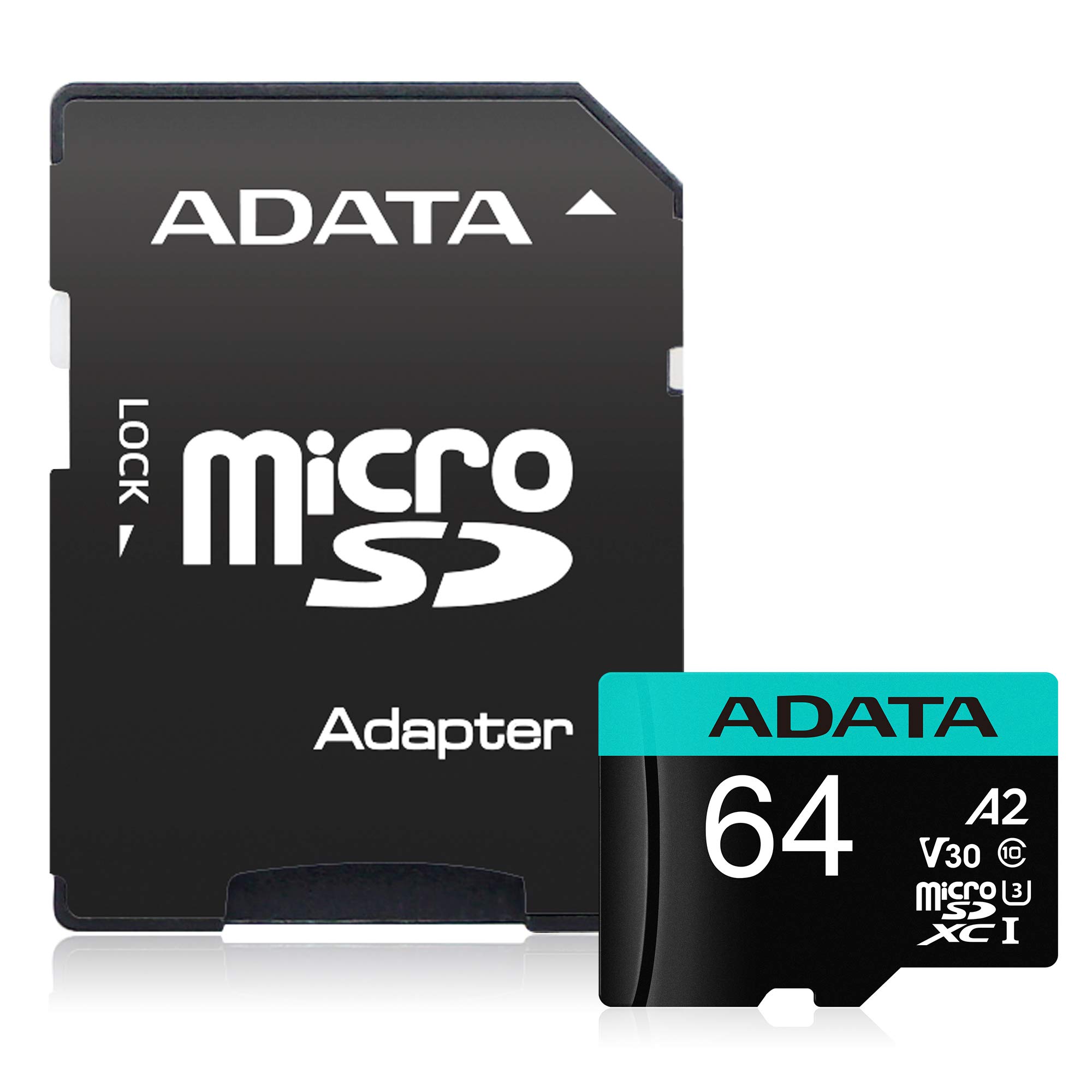 ADATA Premier Pro 64GB microSDXC/SDHC UHS-I U3 Class 10(V30S) Memory Card included adapter, black
