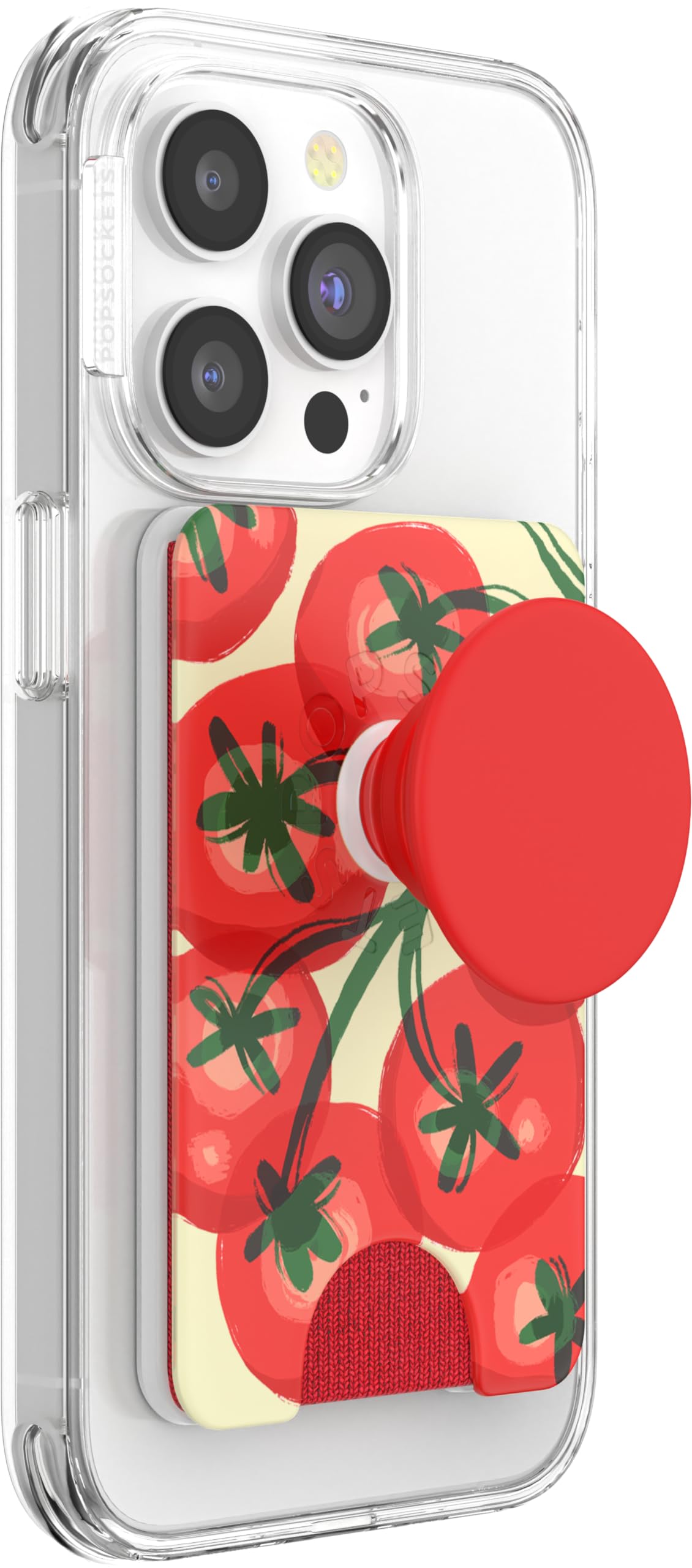 PopSockets Phone Wallet with Expanding Grip, Phone Card Holder, Wireless Charging Compatible, Wallet Compatible with MagSafe – Campari