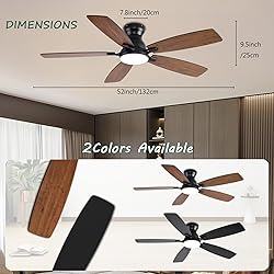 NKPU 52inch Ceiling Fans with Lights, Low Profile