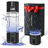 Ultra Hydrogen Water Bottle Generator, 8000PPB Hydrogen Water Ionizer Generator -Upgrade SPE & PEM Tech, 7OZ Portable High Concentration Hydrogen Rich Water Machine, Food-Grade PC(Black)