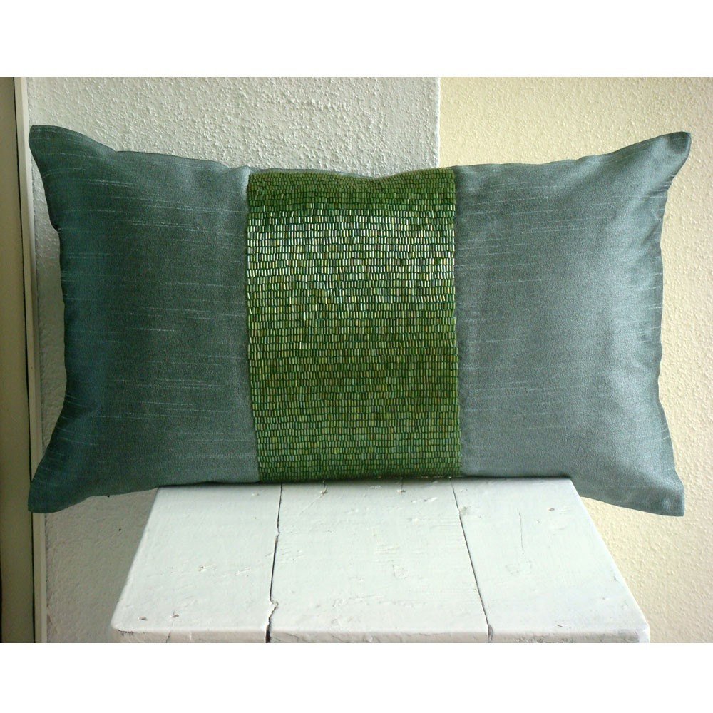 Green Center 50x65 cm Decorative Throw Green Silk Standard Pillow