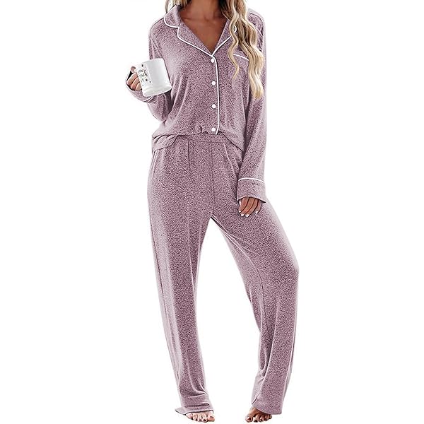 LUBOSE Pijama De Franela Para Mujer, Conjunto De Ropa De Descanso De Manga Larga Con Cremallera Completa, Forro Polar, Ropa De Descanso (XXL, D14