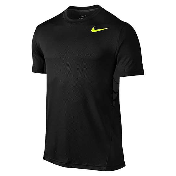 Buy Nike Men's Solid Regular fit TShirt (64430210_Black/Volt L) at