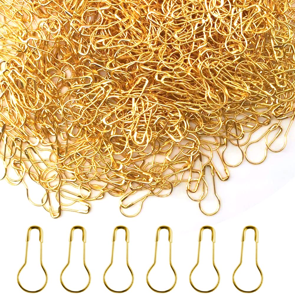 Yosawo 500 pcs Safety Pin Clothing Tag Pins Bulb Pin Metal Gourd Pin Calabash Pin for Hand Sewing DIY Crafts Home Accessories (Gold)